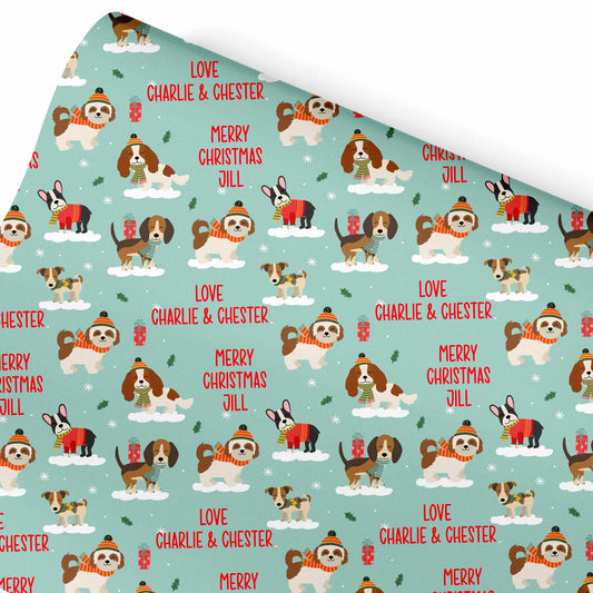 Festive Dogs Gift Wrapping Paper