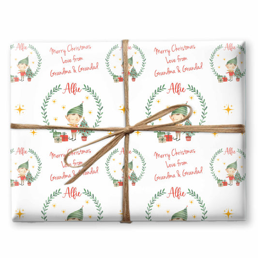 Christmas Wrapping Paper Boy Elf, Gift Wrap For Children