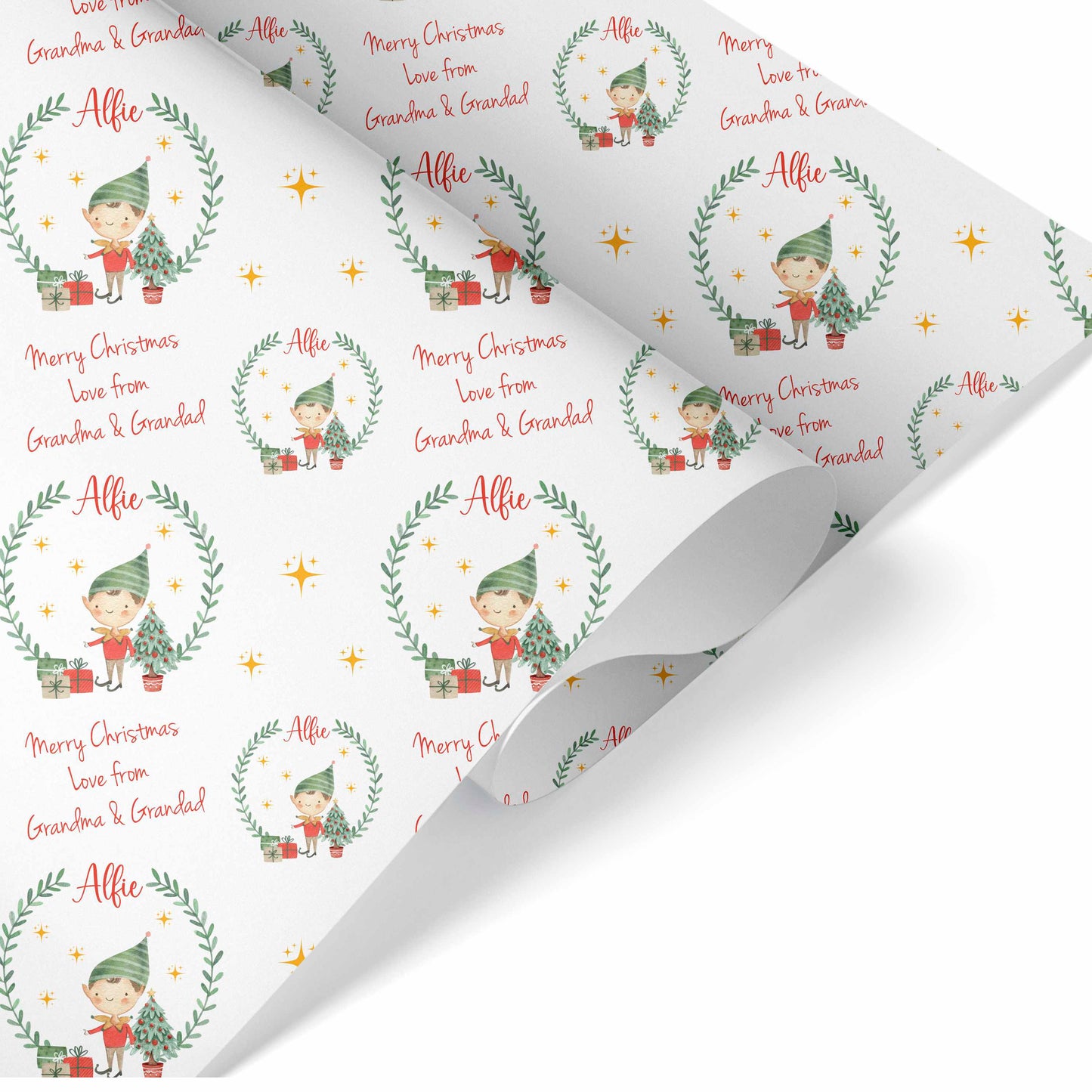 Christmas Wrapping Paper Boy Elf, Gift Wrap For Children