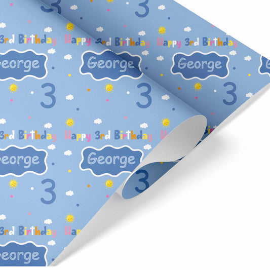 Blue Puddle Birthday Wrapping Paper