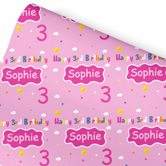 Pink Puddle Birthday Wrapping Paper