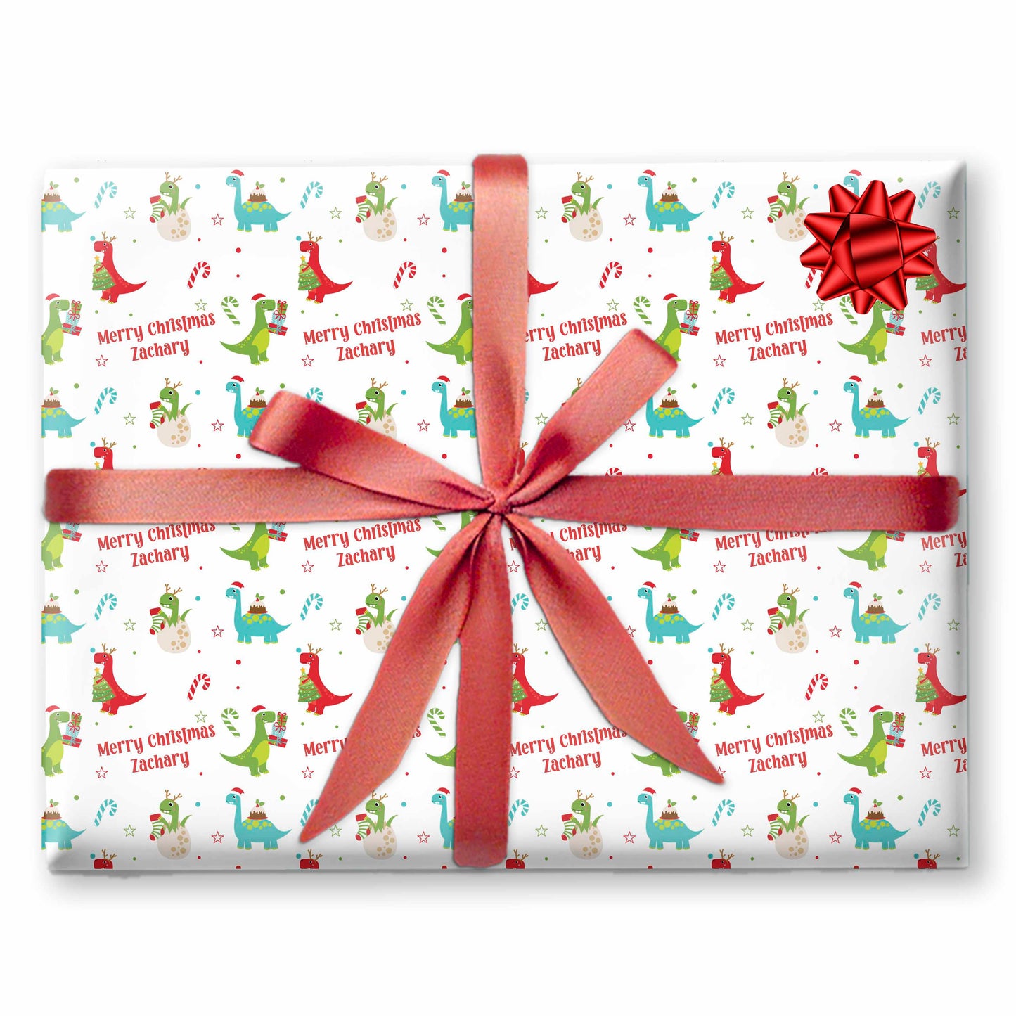 Festive Dinosaur Wrapping Paper