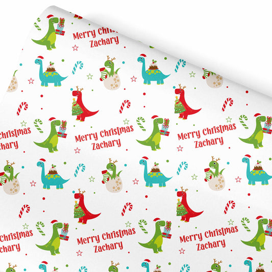 Festive Dinosaur Wrapping Paper