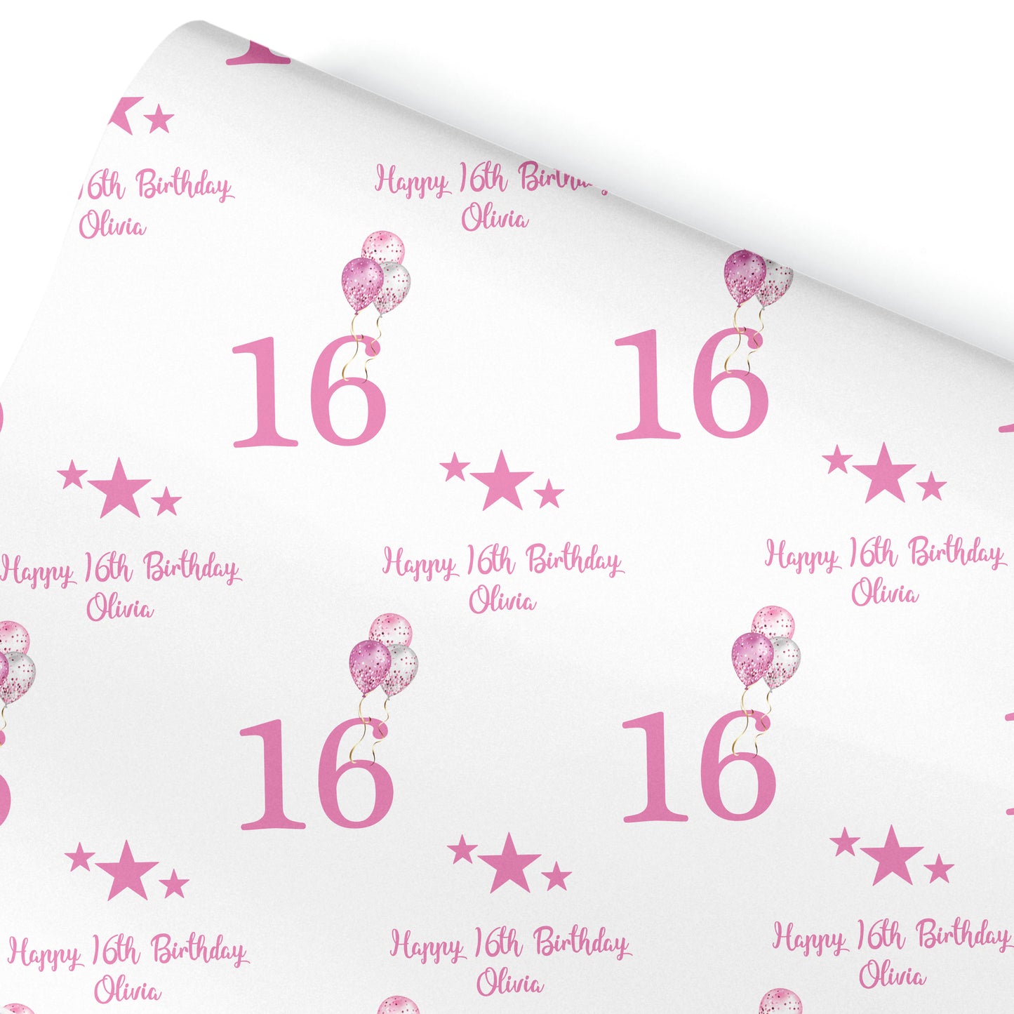 Personalised Birthday Wrapping Paper Pink Balloons