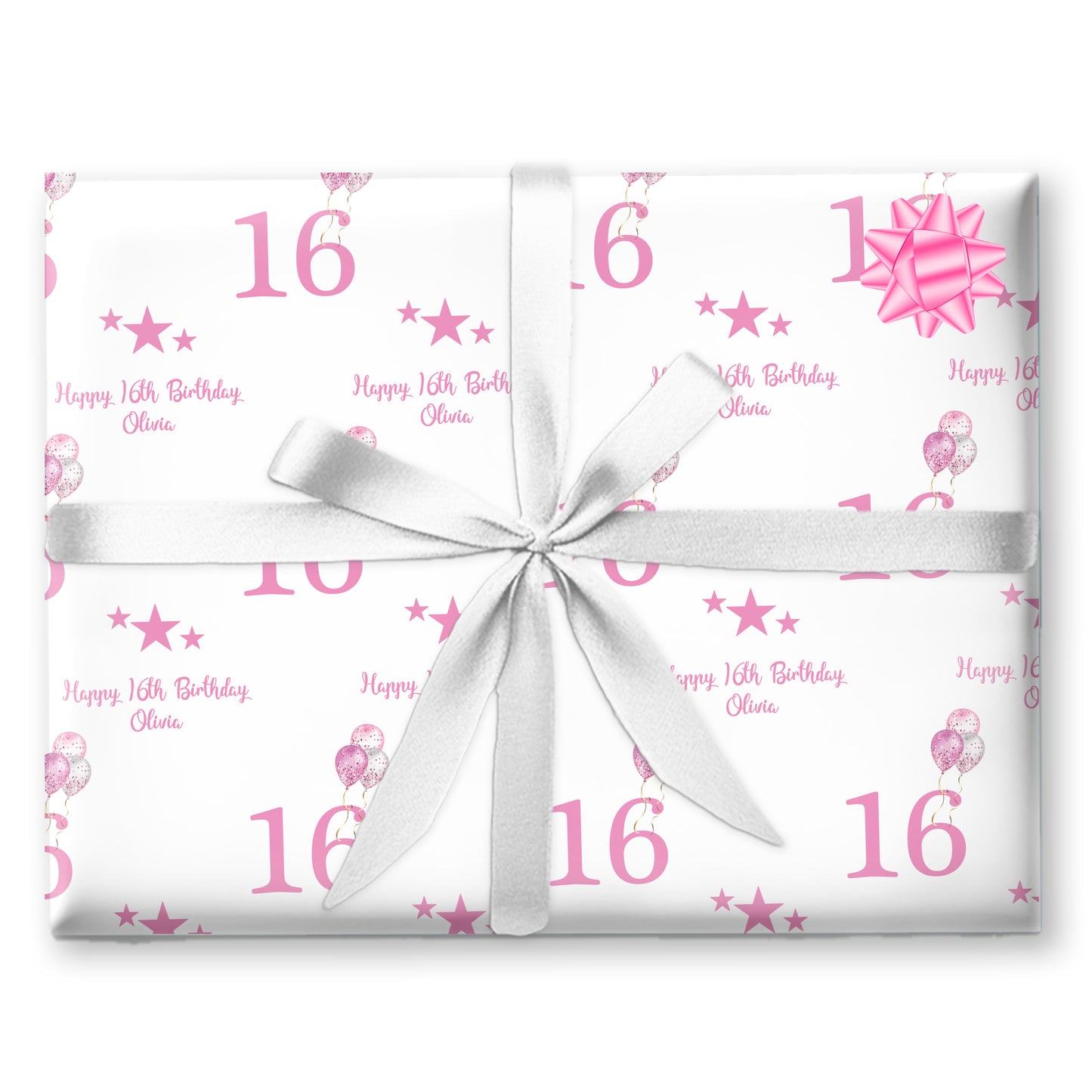 Personalised Birthday Wrapping Paper Pink Balloons
