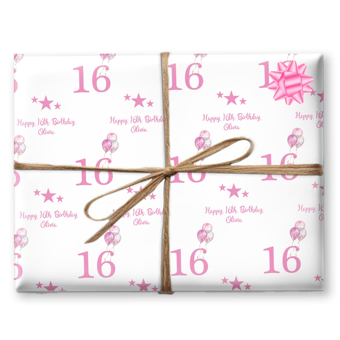 Personalised Birthday Wrapping Paper Pink Balloons