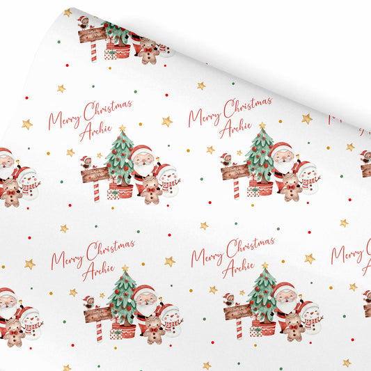 Christmas Wrapping Paper Gift Wrap For Children Santa Claus & Friends