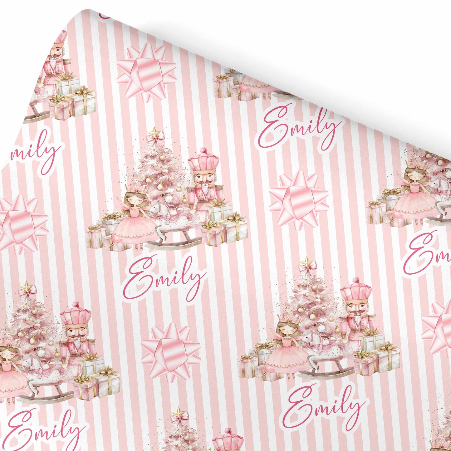 Christmas Wrapping Paper Gift Wrap For Children Pink Fairy & Nutcracker