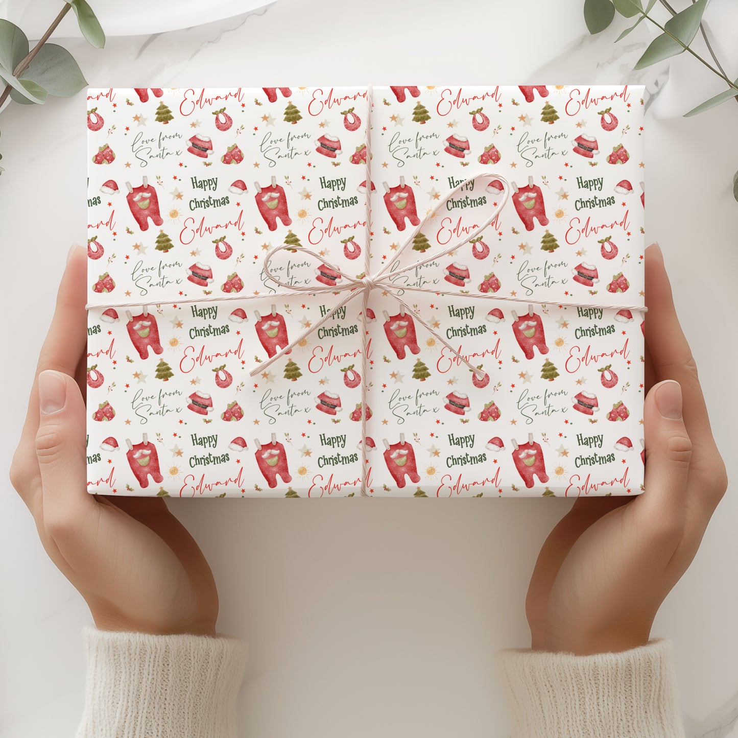Babies Christmas Gift Wrapping Paper – Personalised Gift Wrap Roll Christmas Baby Clothes