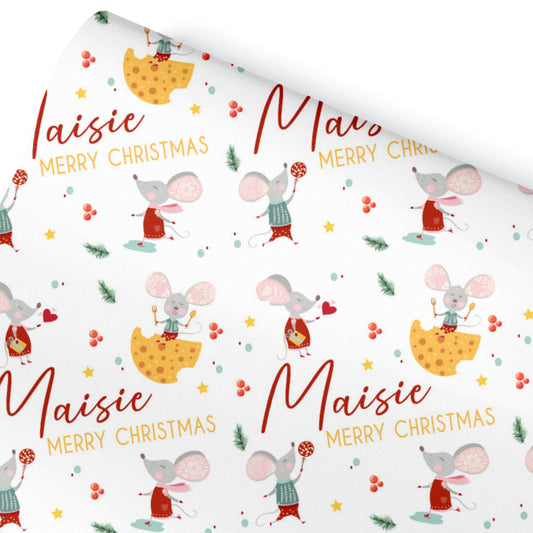 Christmas Gift Wrapping Paper – Personalised Gift Wrap Roll - Mouse Party