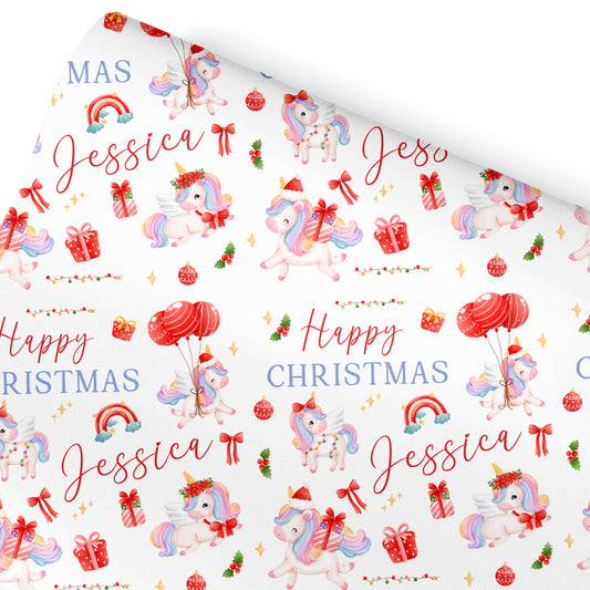 Christmas Gift Wrapping Paper – Personalised Gift Wrap Roll - Unicorn