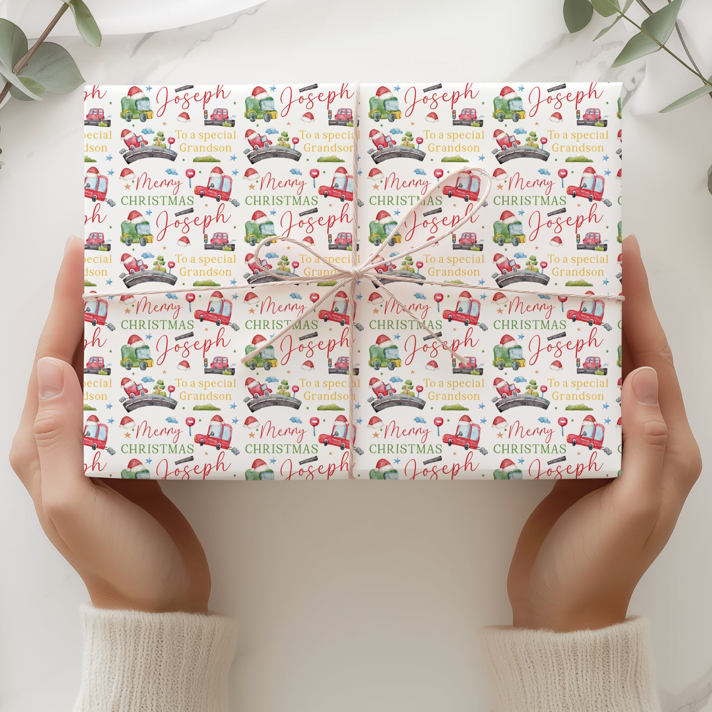 Christmas Gift Wrapping Paper – Personalised Children's Gift Wrap Roll - Transport Cars