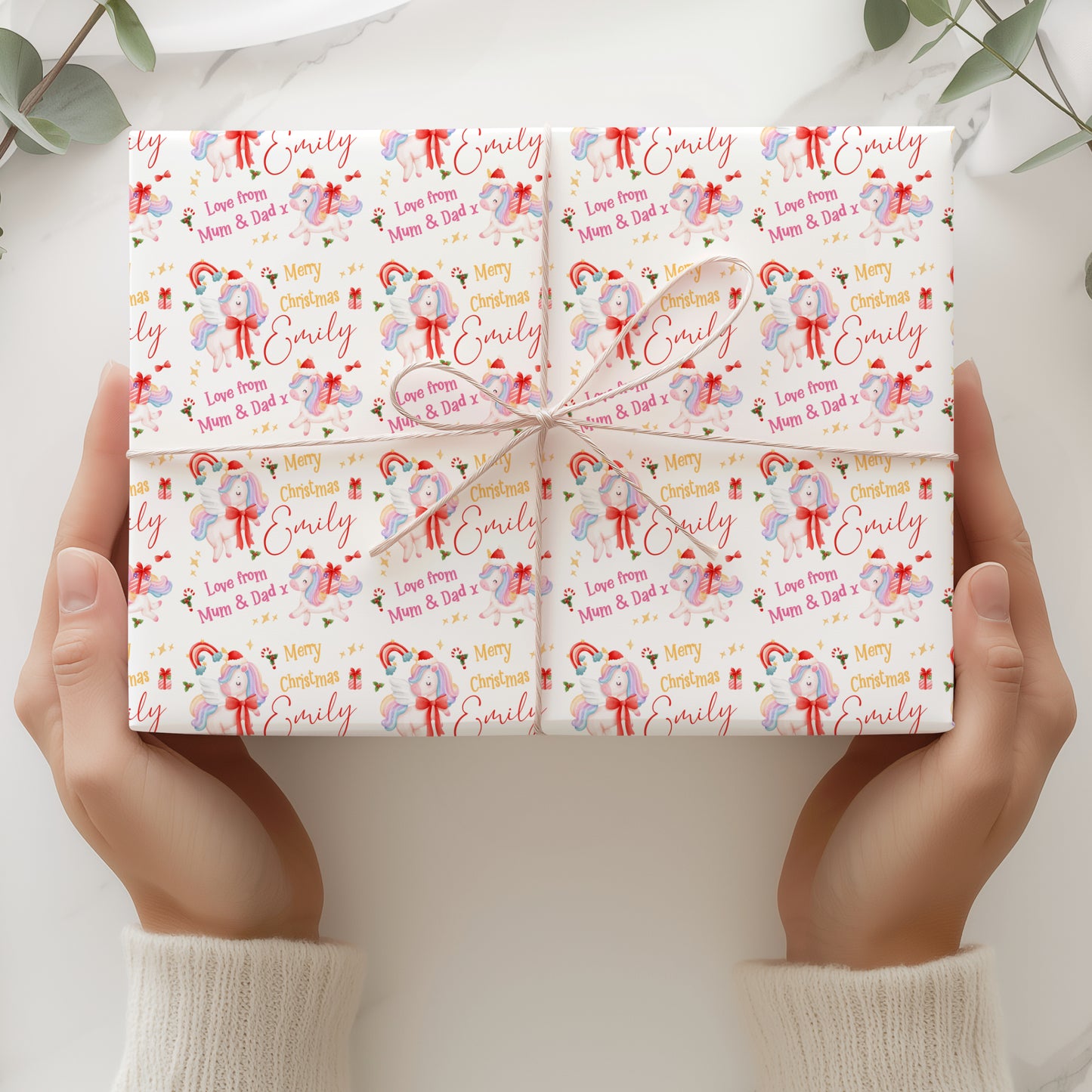 Christmas Gift Wrapping Paper – Personalised Children's Gift Wrap Roll - Unicorn