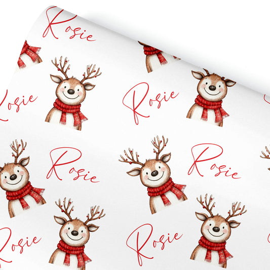 Christmas Gift Wrapping Paper – Personalised Gift Wrap Roll - Reindeer