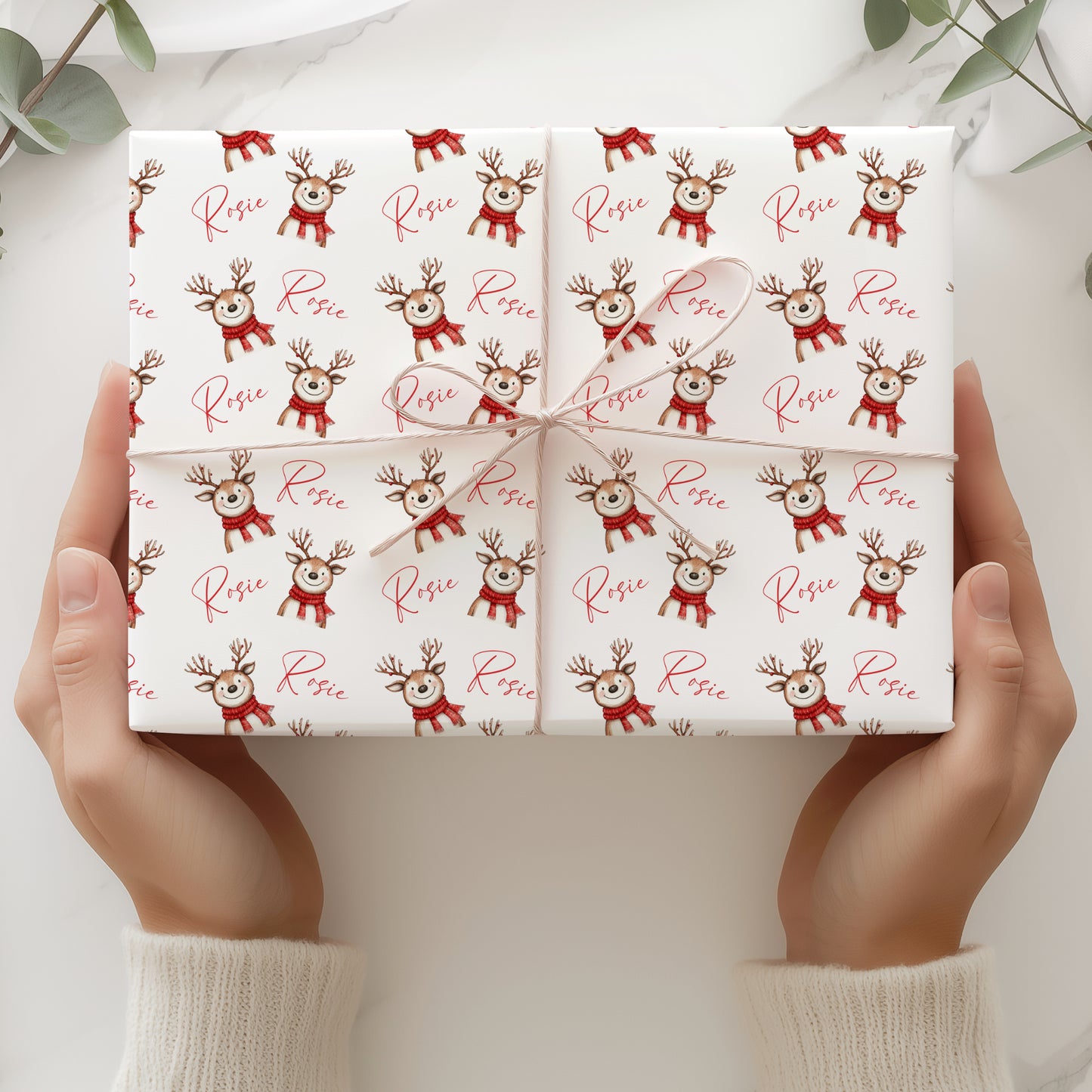 Christmas Gift Wrapping Paper – Personalised Gift Wrap Roll - Reindeer