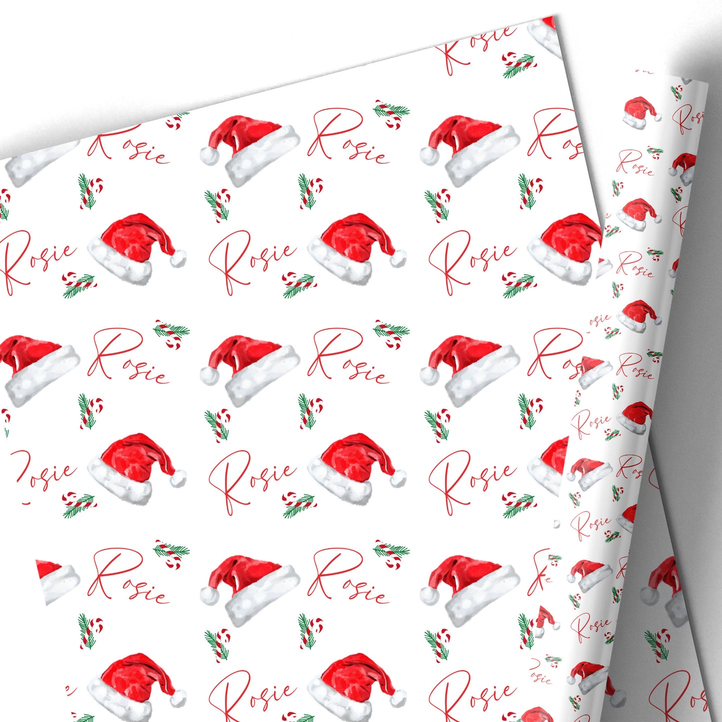 Christmas Gift Wrapping Paper – Personalised Gift Wrap Roll - Santa Hat