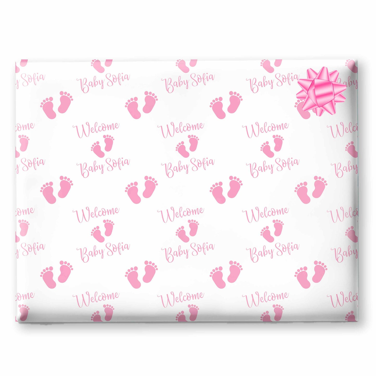 New Baby Wrapping Paper Pink Footprints