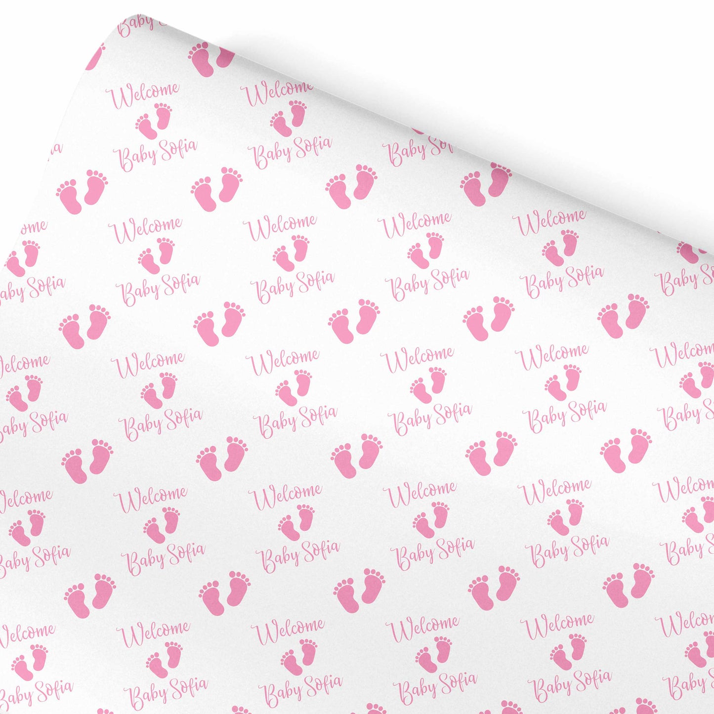 New Baby Wrapping Paper Pink Footprints