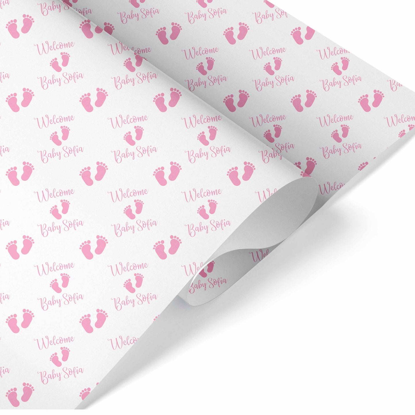 New Baby Wrapping Paper Pink Footprints