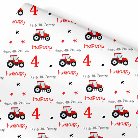 Birthday Wrapping Paper Red Tractor