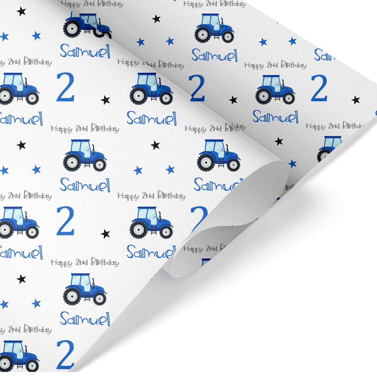 Birthday Wrapping Paper Blue Tractor