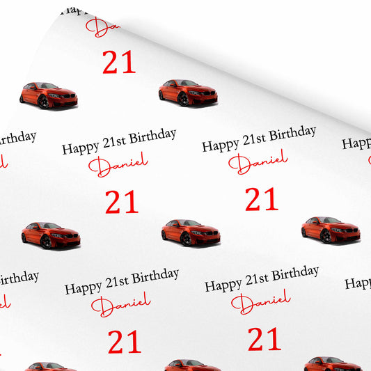 Red Racing Sports Car Wrapping Paper