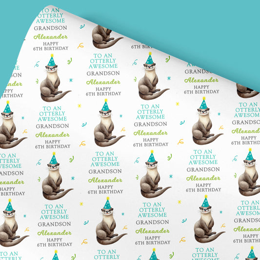 Personalised Birthday Gift Wrap Otterly Awesome