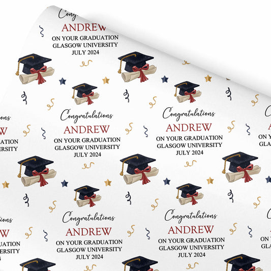 Graduation Wrapping Paper Scroll & Mortar