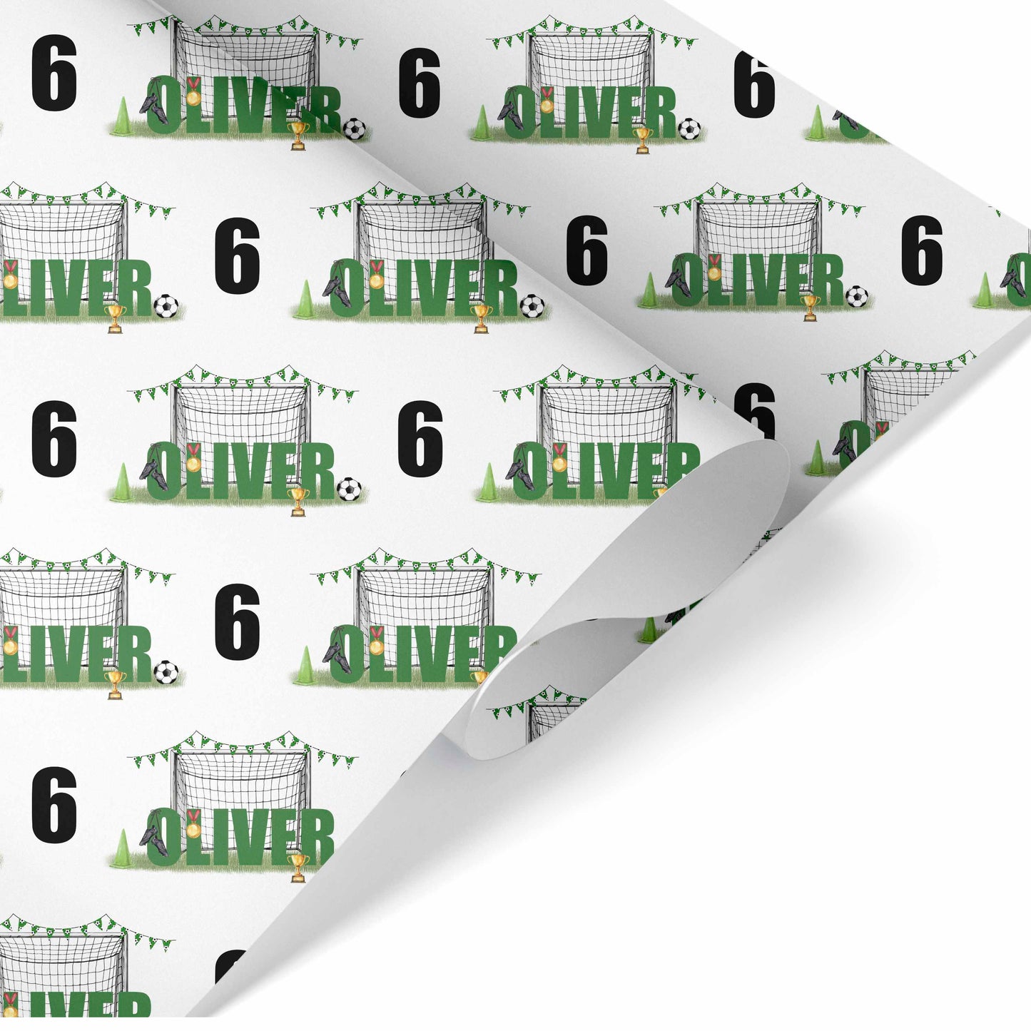 Birthday Wrapping Paper Football Goals Name
