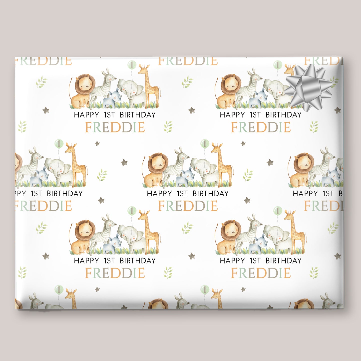 Personalised Birthday Gift Wrap Jungle Animals
