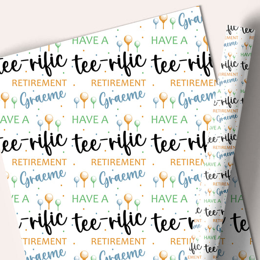 Congratulations on your Retirement Gift Wrapping Paper tee-rific golf theme