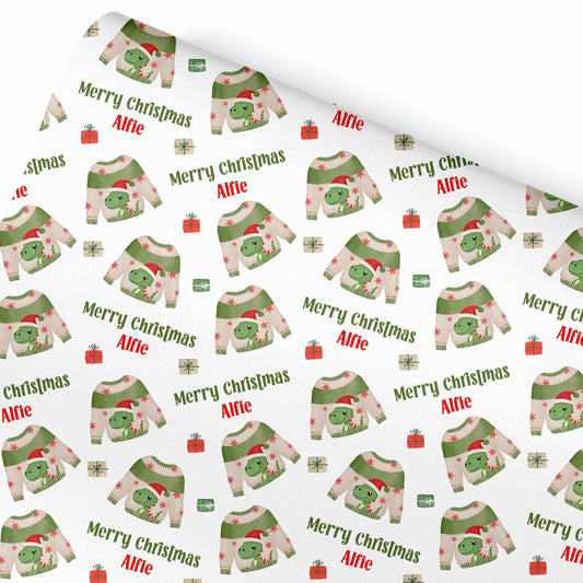 Christmas Wrapping Paper Dinosuar Jumper