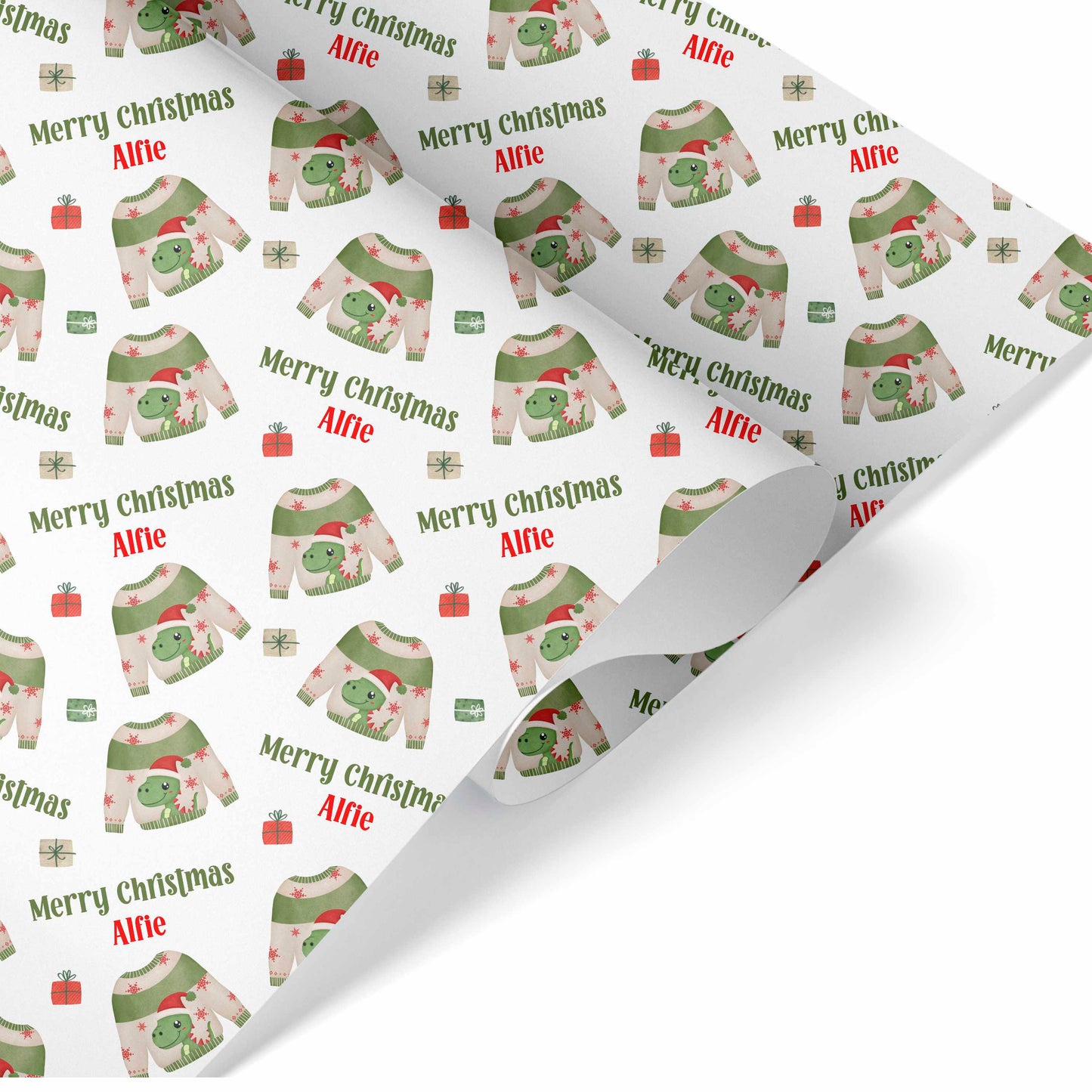 Christmas Wrapping Paper Dinosuar Jumper