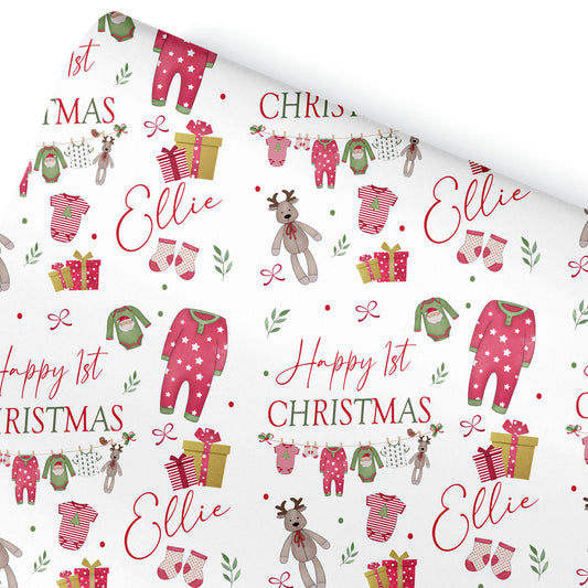 Babies Christmas Gift Wrapping Paper – Personalised Gift Wrap Roll Christmas Baby Clothes (Copy)