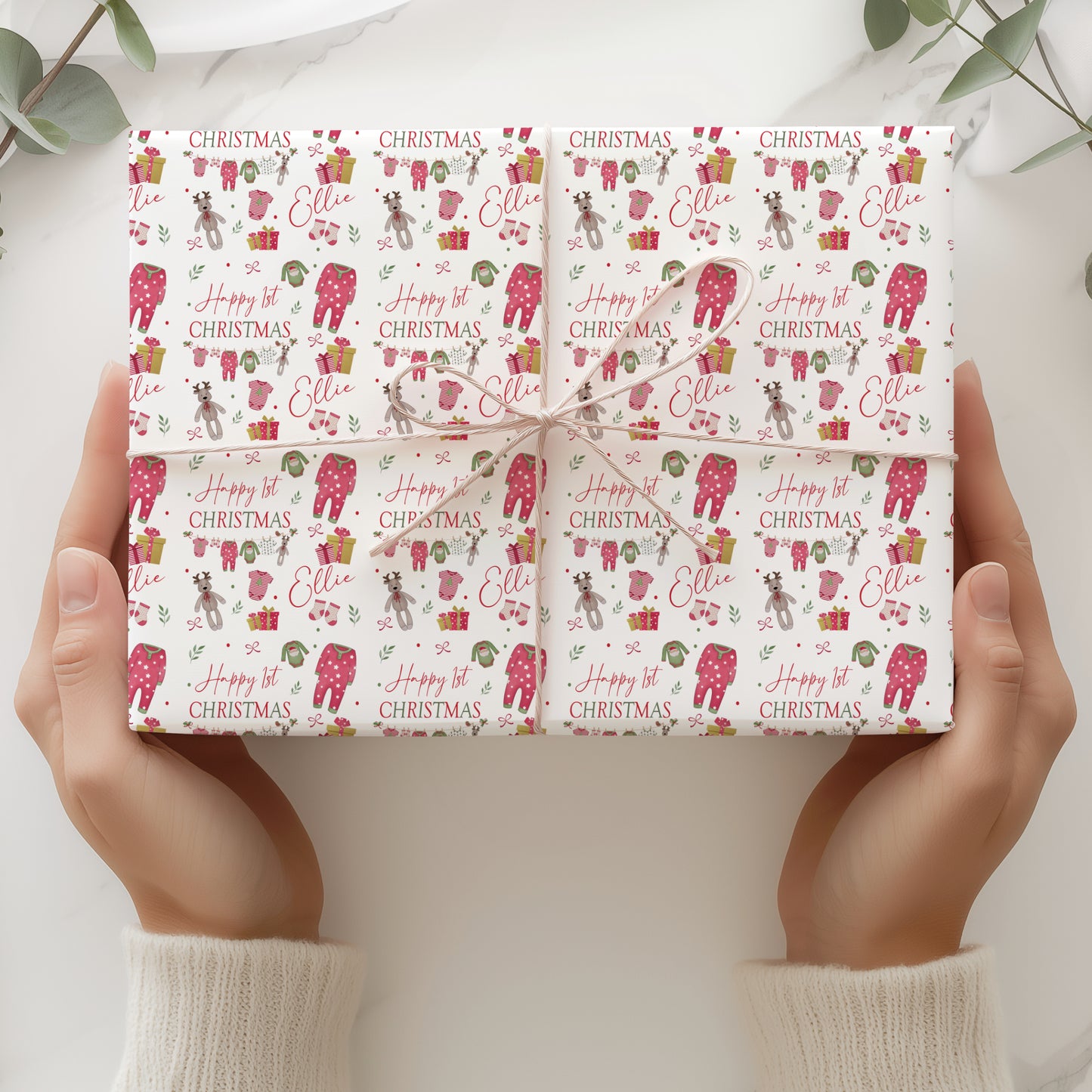 Babies Christmas Gift Wrapping Paper – Personalised Gift Wrap Roll Christmas Baby Clothes (Copy)