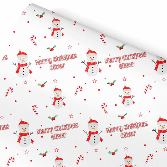Christmas Wrapping Paper Red Snowman