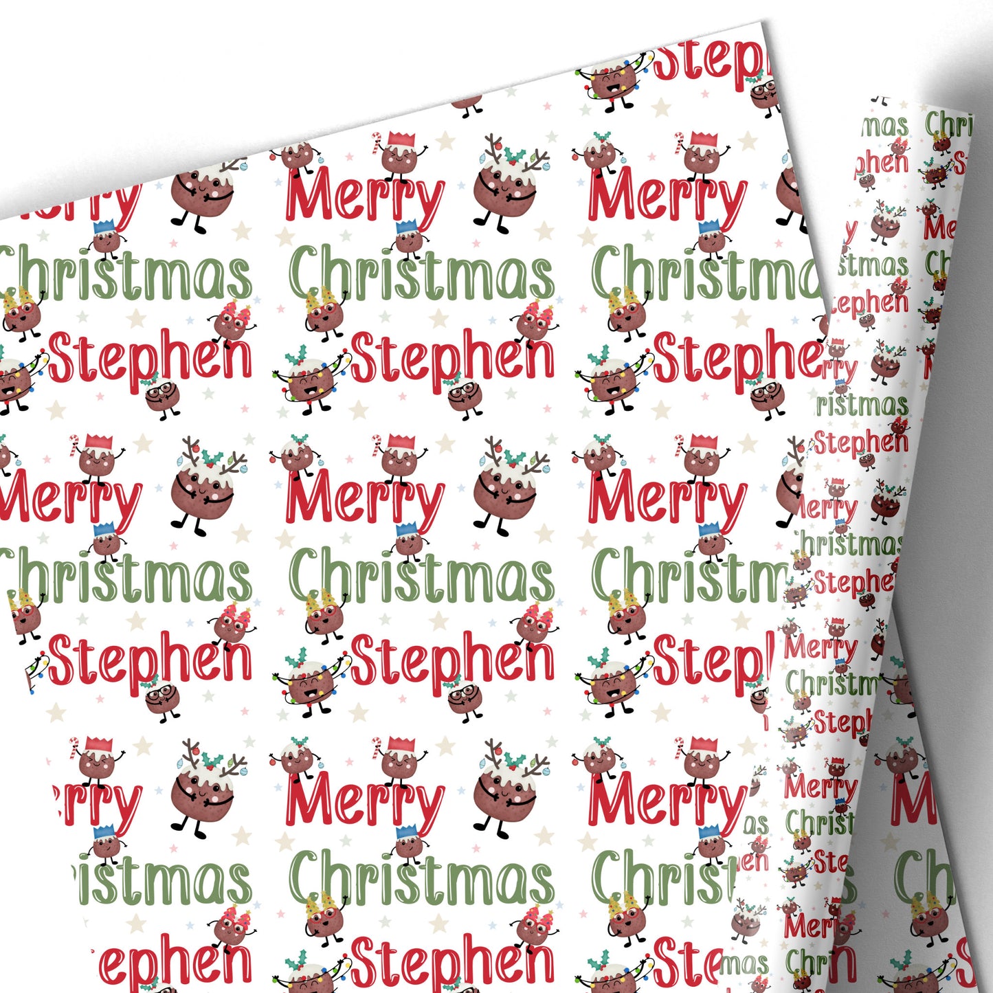 Christmas Gift Wrapping Paper – Personalised Gift Wrap Roll - Christmas Pudding