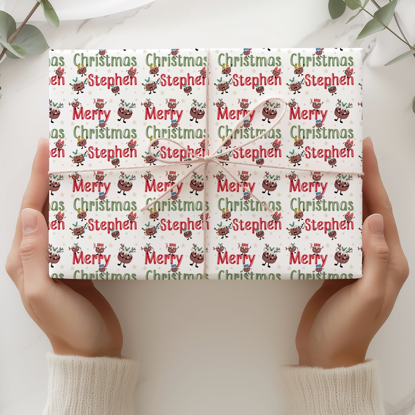 Christmas Gift Wrapping Paper – Personalised Gift Wrap Roll - Christmas Pudding