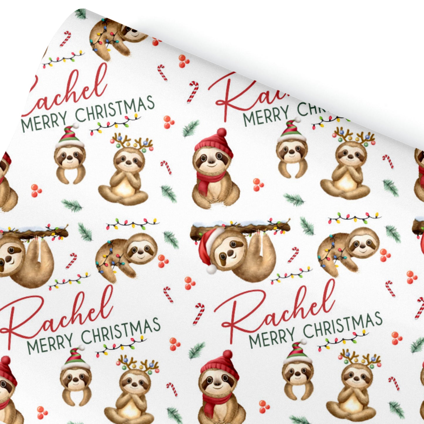 Christmas Gift Wrapping Paper – Personalised Gift Wrap Roll - Sloths