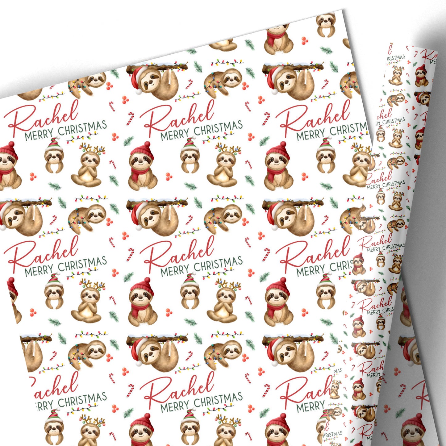 Christmas Gift Wrapping Paper – Personalised Gift Wrap Roll - Sloths