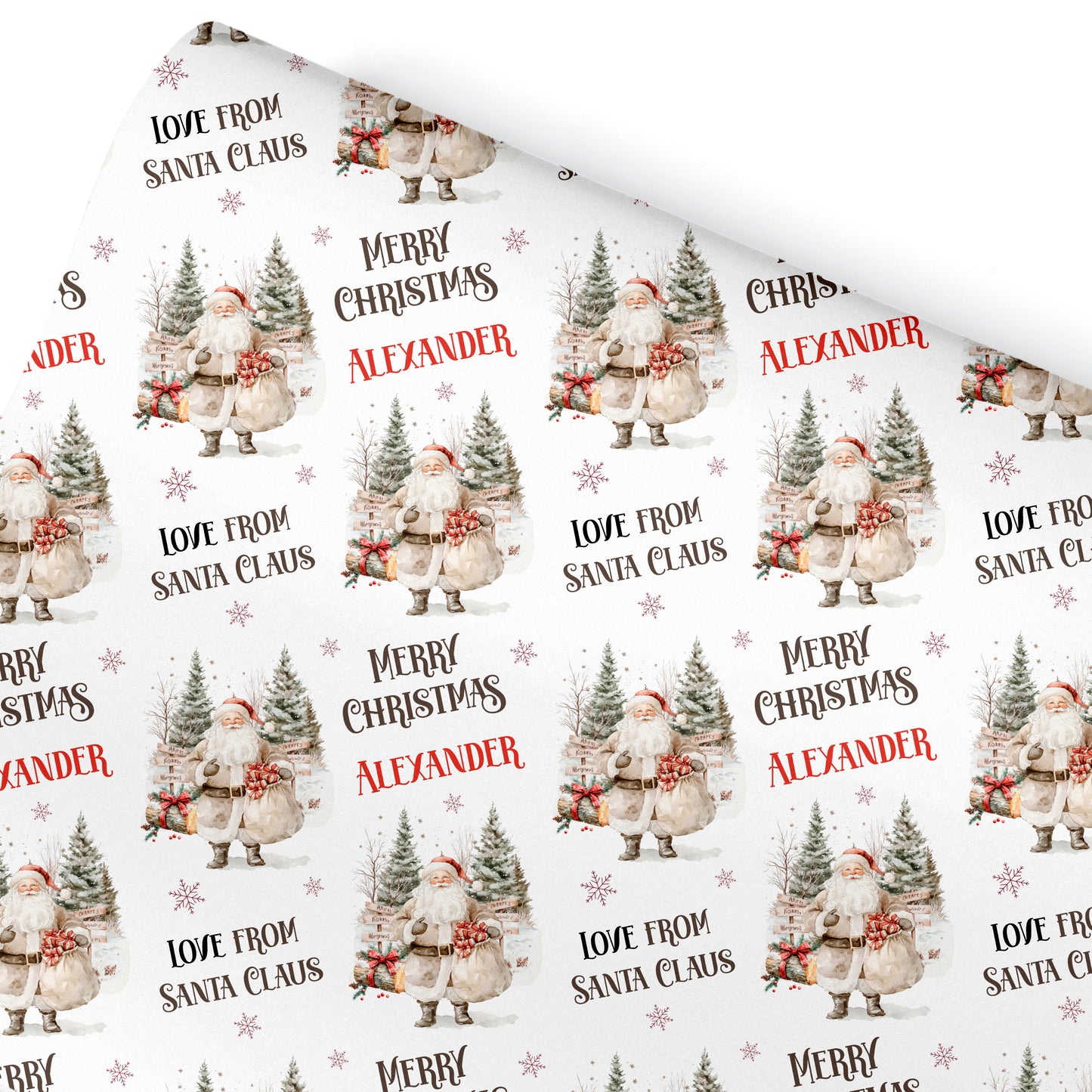 Personalised Christmas Gift Wrapping Paper – Rustic Santa Claus