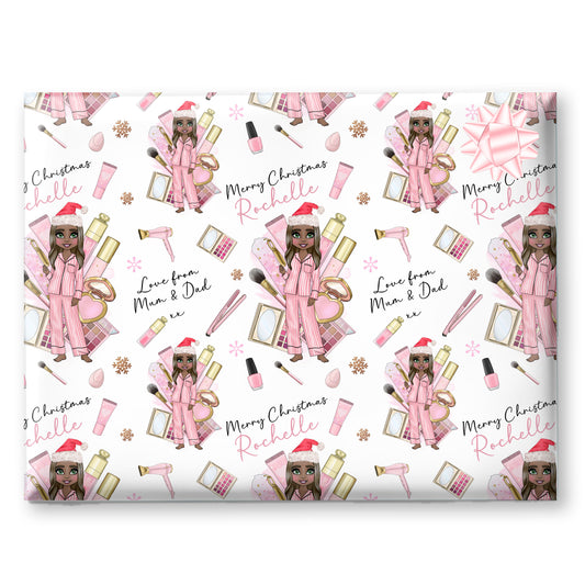 Personalised Christmas Makeup Wrapping Paper, Teenager Gift Wrap