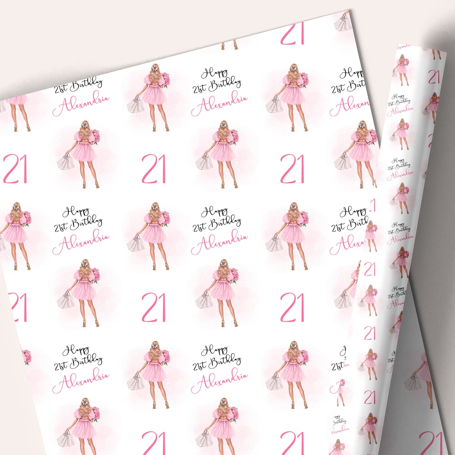 Birthday Gift Wrap Girl Pink Dress