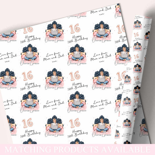 Birthday Gift Wrap Girl, Personalised
