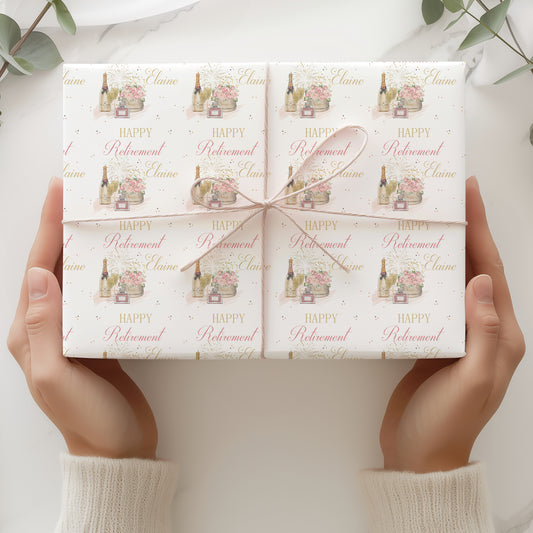 Congratulations on your Retirement Gift Wrapping Paper - Champagne Flower Box