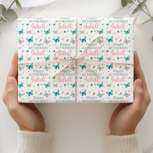 Congratulations on your Retirement Gift Wrapping Paper - Butterflies