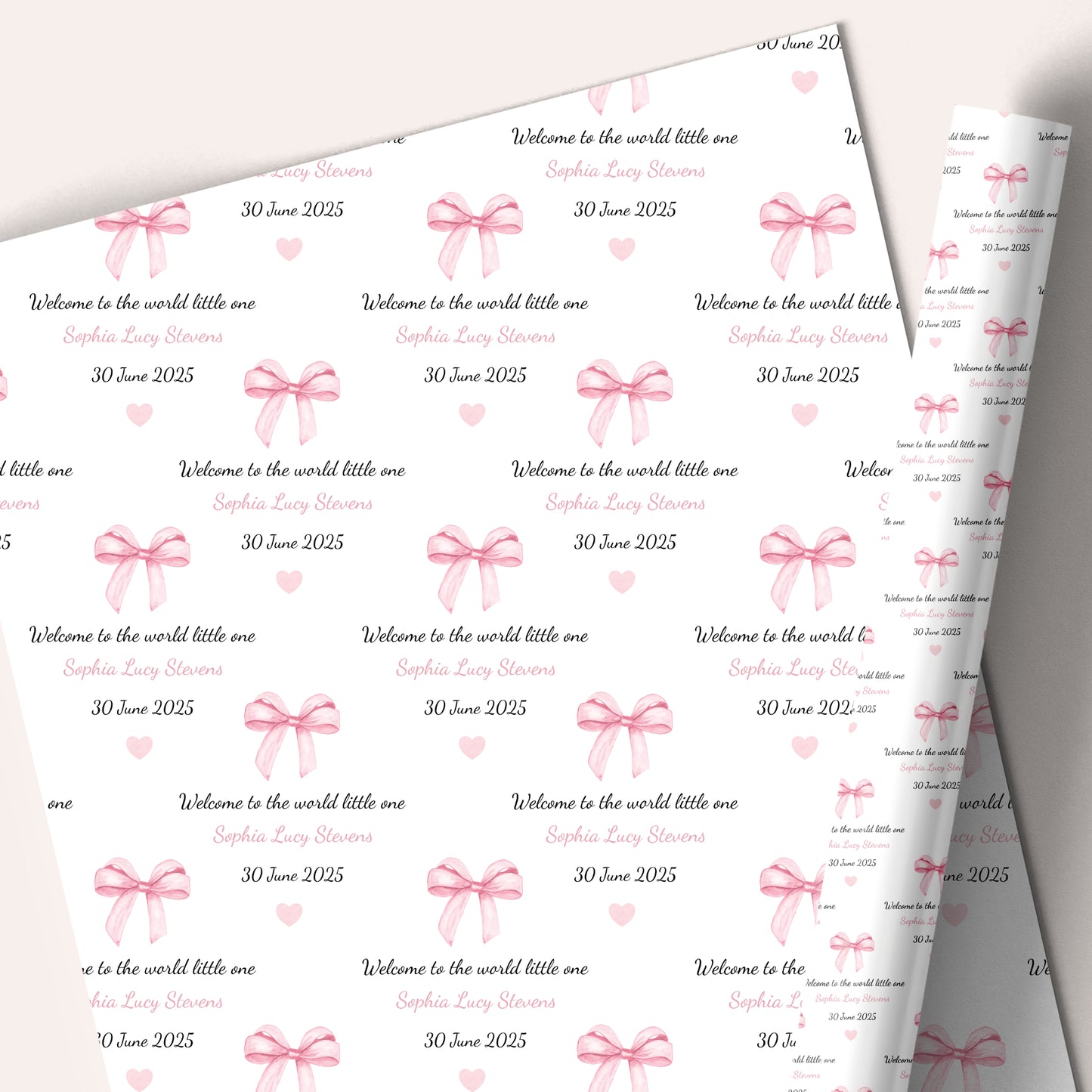 New Baby Wrapping Paper Welcome to the World Baby Girl