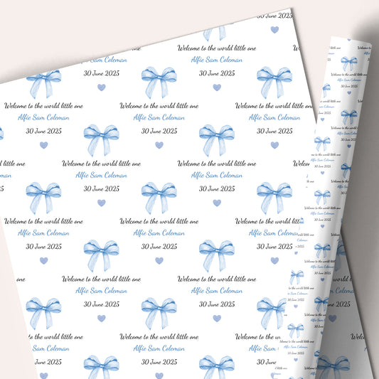 New Baby Wrapping Paper Welcome to the World Baby Boy