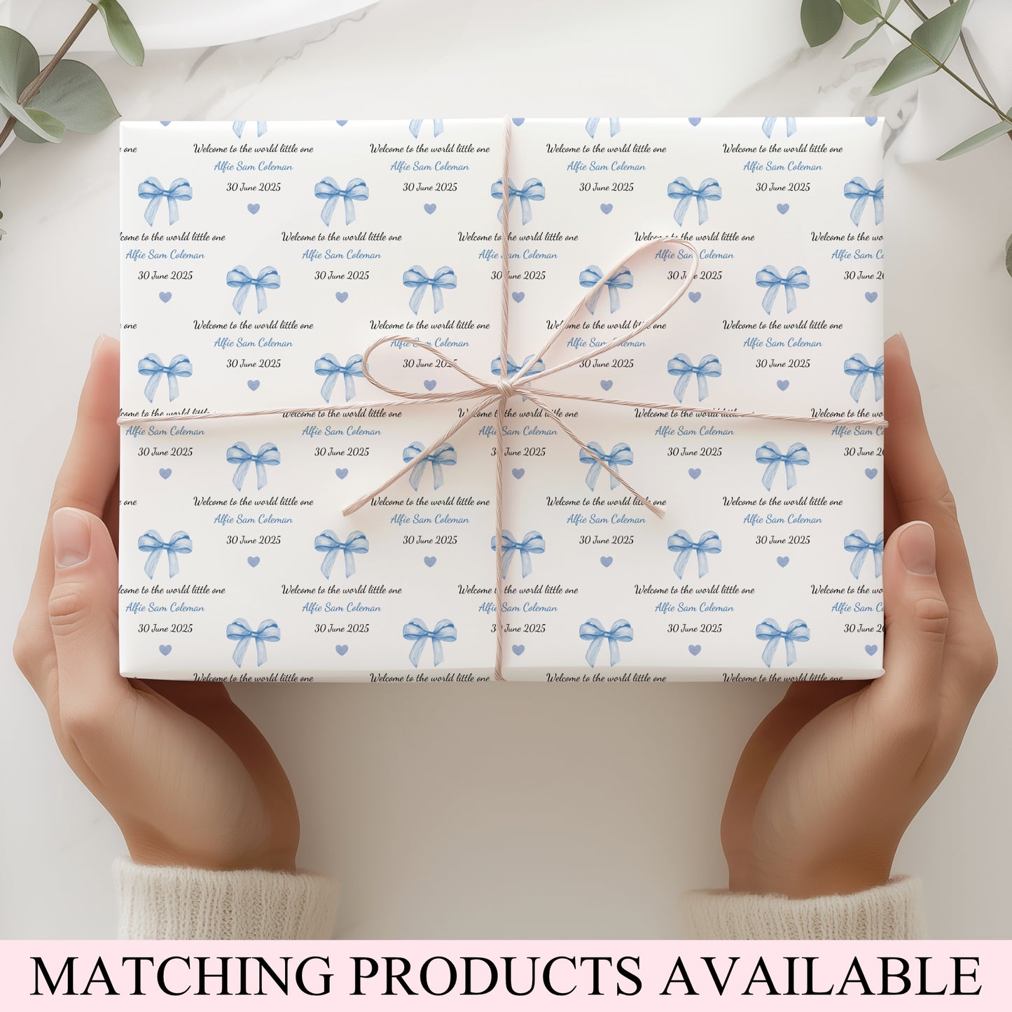 New Baby Wrapping Paper Welcome to the World Baby Boy