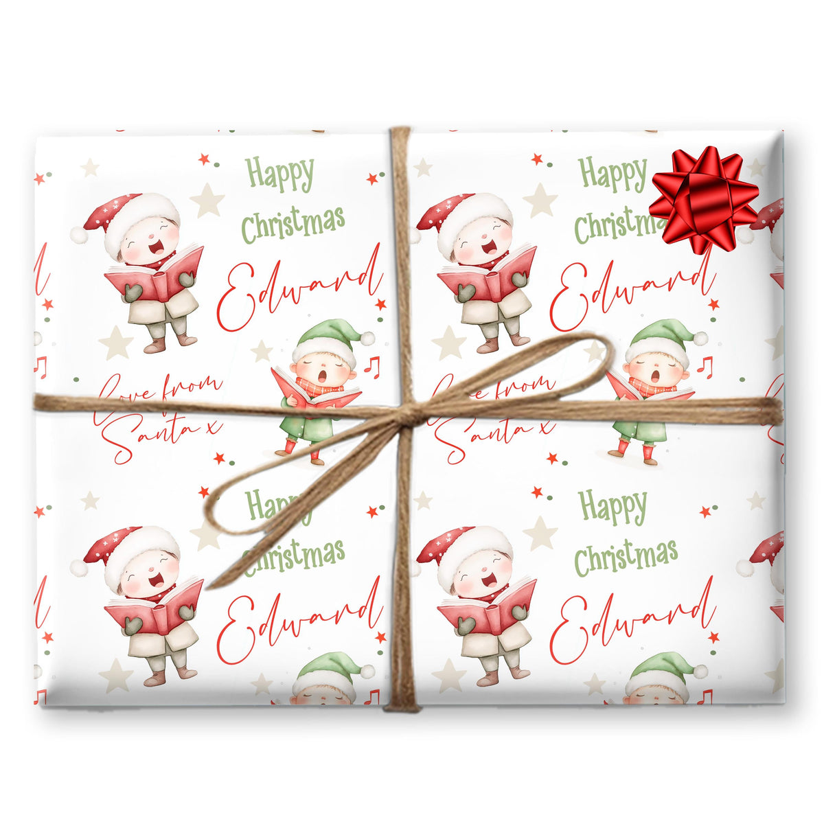 Personalised Christmas Wrapping Paper, Custom Carol Singer Gift Wrap